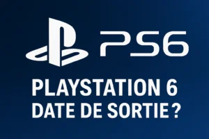 Playstation 6 date de sortie écris textuellement sur un fond foncé